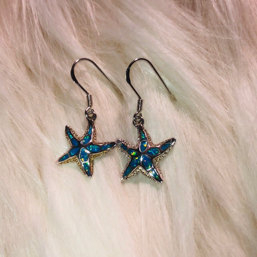 ⭐️Blue Opal Starfish Earrings, NWOT
